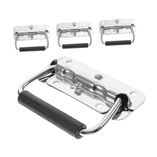 Sosoport 4 Stück Edelstahl Klappgriff Gefedert Ergonomisch Rostfrei Tragegriff für Koffer Werkzeugkisten Industrieboxen Platzsparend und Robust von Sosoport