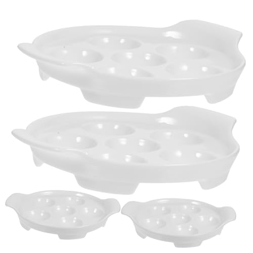 Sosoport 4 Stück Keramik Escargot Teller Porzellan Auflaufform mit Löchern Doppelohren Backform Vielseitiger Schnecken und Meeresfrüchte Servierteller Ofenfest von Sosoport