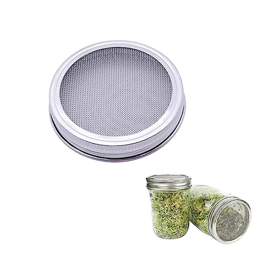 Sosoport 4 Stück Kresse Anzuchtschalen Sprossensieb Mason Jar Netzdeckel keimsprossenbox Easy putz Easy-clean Bildschirm Rostfreier Stahl Einmachglas Edelstahlgewebe Filter Glasflasche von Sosoport