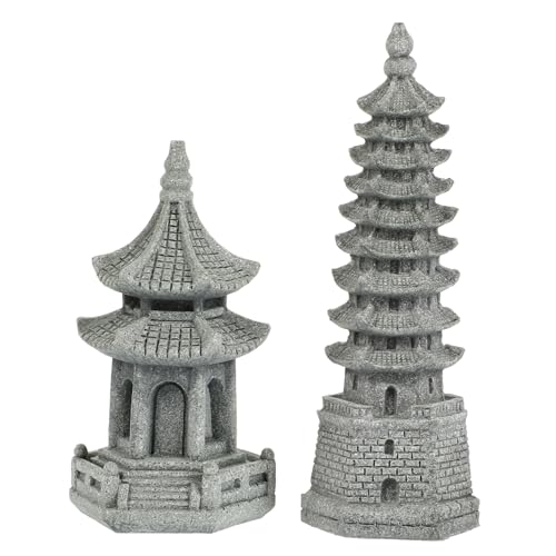 Sosoport 4 Stück Simulation Landschafts Ornamente Zimmerpflanze Sandstein Terrarium- Pflanzendekor Wohnkultur Blumentopf-Ornament Landschaftsturm Fee Pagode Anzeige Dekorationen Statue von Sosoport