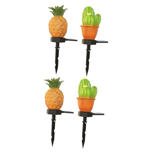 Sosoport 4 Stück Stehlampe Solarleuchte Ananas Pflanzendekorationen solarleuchten für außen Dekorative Gartenlampe rasen licht draussen Garten Licht Gartenbedarf Rasenlampe Stablichter von Sosoport