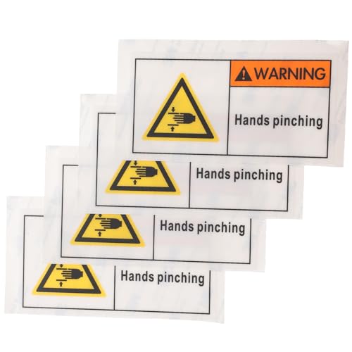 Sosoport 4Stücke Sicherheitsaufkleber Warnschild für Handverletzungsgefahr Selbstklebend Hochadhäsiv Geeignet für Fabriken Baustellen und Plattformen von Sosoport