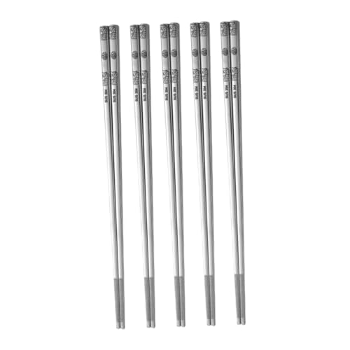 Sosoport 5 Paare Edelstahl Essstäbchen Stahl Rutschfest Komfortabel Haushaltsporzellan Geschirr Küchenbesteck Geschenkset Schwarze Box von Sosoport