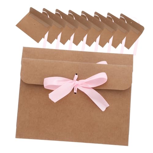 Sosoport 50 Stück Kraftpapier Umschläge mit Schleife Vintage Briefumschläge für Einladungen und Grußkarten Robuste Geschenkumschläge für Hochzeiten Geburtstage Babypartys Vielseitig von Sosoport