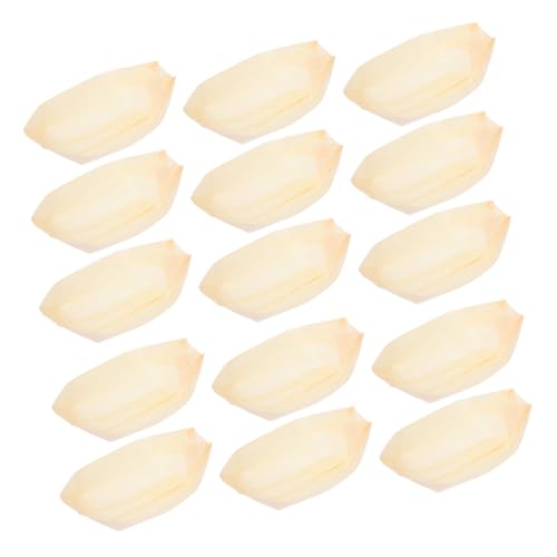 Sosoport 50 Stück Lunchbox in Form Eines Sushi-Bootes Großes Sushi-Boot-serviertablett Sushi-Boot Wurstwarenboote Teller Boot Tablett Groß Platte Abteil Boote Sushi-kit Lärm Form Beige Holz von Sosoport