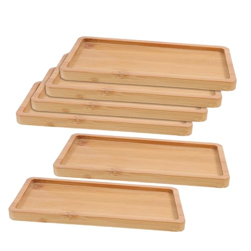 Sosoport 6 Stück Holztablett Rechteckiges Serviertablett aus Robustem Holz Vielseitig Nutzbar als Obstplatte und Dekoration für Küche und Party von Sosoport