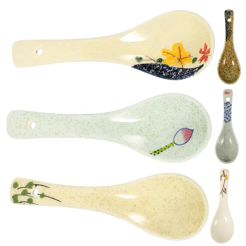 Sosoport 6 Stück Teiliges Japanische Keramiklöffel Kleine Suppenlöffel aus Hochwertigem Porzellan Leicht Langlebig und Vielseitig für Ramen Pho Wonton und Saucen für Haushalt und von Sosoport