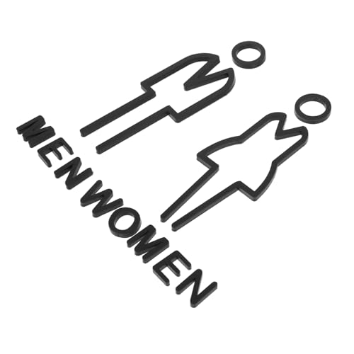 Sosoport Acryl Badezimmer Türschild Selbstklebend Schwarze Wc Beschilderung Männer Frauen Robuste Hygienezeichen für Büro Zuhause Schnelle Montage Modernes Design von Sosoport