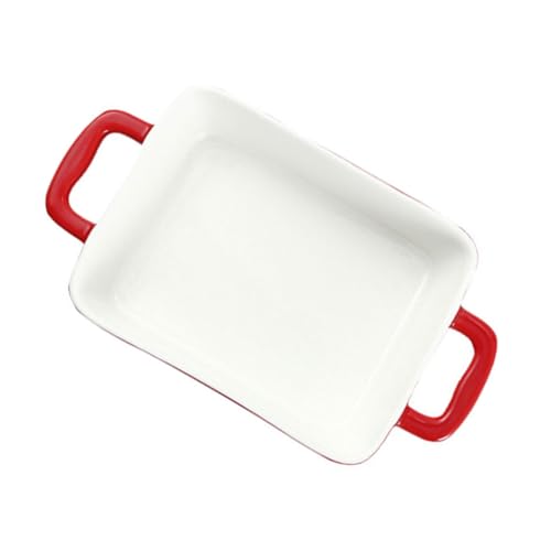 Sosoport Binaurales Backblech aus Keramik für Mikrowelle Rotes Backgeschirr für Käse Reis Vielseitig Einsetzbar für Obst Gemüse und Snacks von Sosoport
