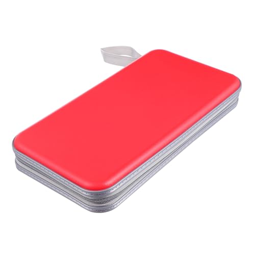 Sosoport CD Aufbewahrungsbox aus Robustem Kunststoff Großer Fassungsvermögen CD Schutzhülle für Musik Spielediscs Platzsparender Organizer Rotes Design Praktische Disc Storage Bag von Sosoport