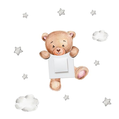 Sosoport Cartoon Wandsticker PVC Aufkleber für Lichtschalter mit Abnehmbaren Bärenmotiv Dekorative Wandlicht Sticker Kinderzimmerfreundlich Einfache Anbringung und Rückstandsfrei von Sosoport