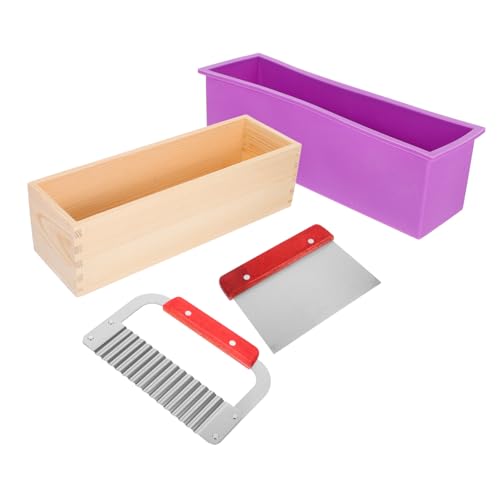 Sosoport DIY Handmade Seifenform Teilig Silikon Rechteckig mit Holzbox für Handgemachte Seifenherstellung Praktisches Formwerkzeug Einfach zu Benutzen Kreatives Bastelzubehör für von Sosoport