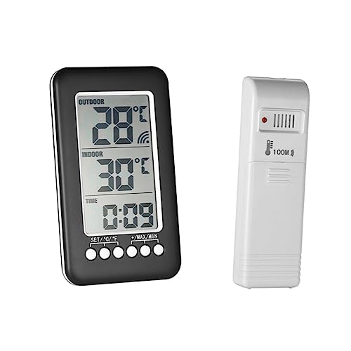 Sosoport Drahtloses Innen Außen Thermometer Mit Digitaler Uhr Temperaturmessgerät Für Kühlschrank Und Gefrierfach Mit Und Tiefsttemperaturalarm von Sosoport