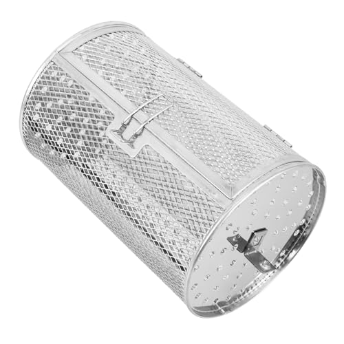 Sosoport Edelstahl Grillkorb Rotierend Metall Grillzubehör Ofen Airfryer Gemüse Nüsse Braten Ofenkorb Leicht Tragbar für Picknick von Sosoport