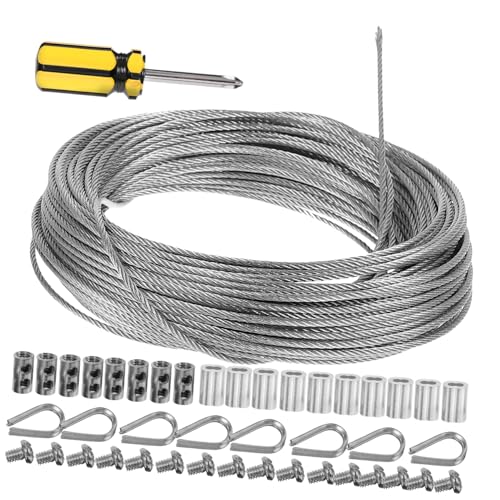 Sosoport Edelstahl Stahlkabel mit Rostfreiem Drahtseil und Spannschloss Verstellbares Kabelgeländer Kit für Outdoor Beleuchtung Wäscheleine Garten Dekoration Langlebig und Flexibel von Sosoport