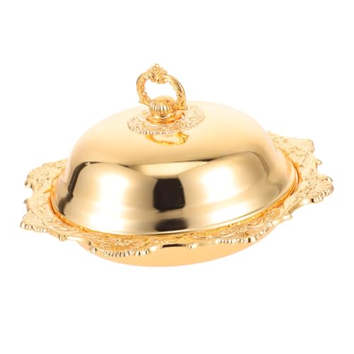 Sosoport Europäische Butterdose mit Deckel Rundes Desserttablett aus Metall Vielseitiges Serviertablett für Süßigkeiten Snacks und Schmuck Leichtes Stabiles Design für Partys und Zuhause von Sosoport