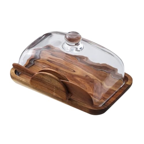 Sosoport Frischhaltebox Aus Holz Brot Organizer Käseaufbewahrung Buttertopf Aus Keramik Butterhalter Servierschale Für Frischkäse Hausgemachtes Brot Laibhalter Käsebehälter von Sosoport