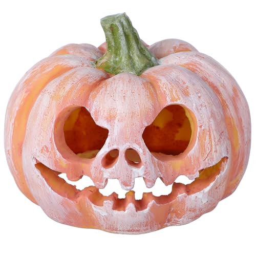 Sosoport Halloween Kürbis Fischversteck aus Langlebigem Harz Aquarium Deko mit Farbechtem Design Kompakt für Kleine und Mittelgroße Aquarien Sicherer Unterschlupf für Fische und Garnelen von Sosoport