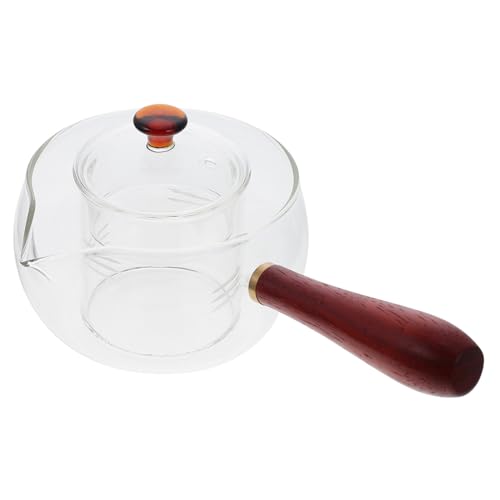 Sosoport Hitzebeständiger Teekessel mit Holzgriff Transparenter Teebereiter mit Innensieb Umweltfreundlicher Stabiler Teekrug für Zuhause und Teestube Stövchen Kompatibel von Sosoport