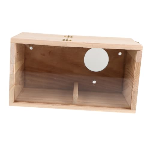 Sosoport Holz Nistkasten für Sittiche mit Transparentem Sichtfenster Sichere Zuchtbox für Wellensittiche Nymphensittiche Agaporniden und Kleine Vogelarten Einfache Installation Dekoratives von Sosoport