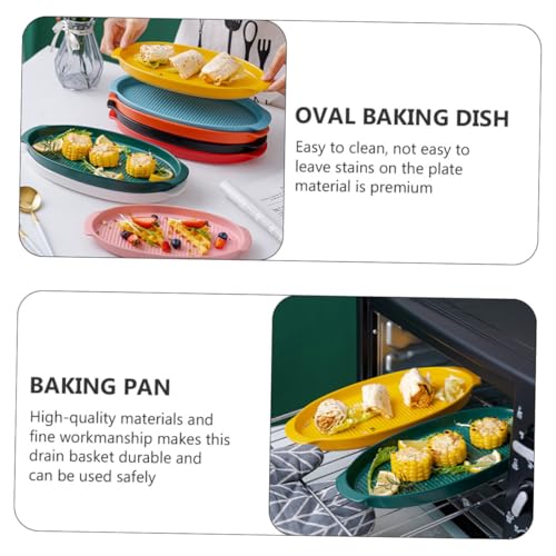 Sosoport Keramik Backform Oval mit Doppeltem Griff Hitzebeständig Spülmaschinenfest Servierplatte für Backofen Sushi Küche Kleiner Gelber Doppelohren Teller von Sosoport