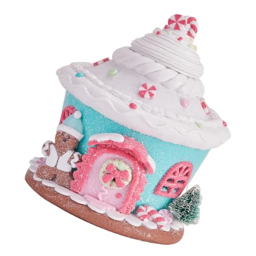 Sosoport LED Beleuchtetes Schloss aus Softton Farbenfrohe Lebkuchenhaus-Figurine Vielseitige Tischdekoration für Festliche Xmas-atmosphäre Spielerischer Akzent für Zuhause und Büro von Sosoport