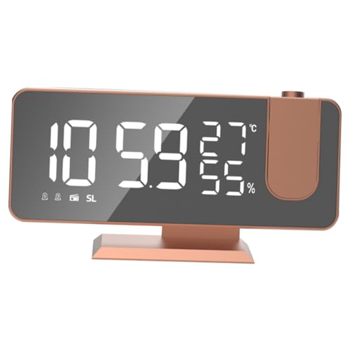 Sosoport LED Digitaluhr mit Temperatur und Luftfeuchtigkeitsanzeige Spiegel Display Projektionswecker für Büro Schlafzimmer Wohnzimmer Modernes Design Digitale Tischuhr mit Weckfunktion von Sosoport