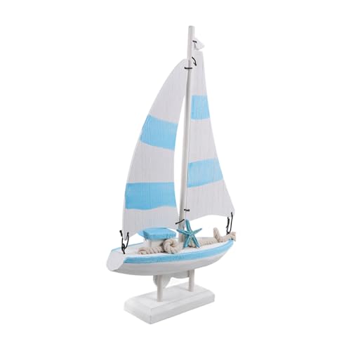 Sosoport Mediterrane Segelboot Deko Holz Modell Tischdekoration Küstenstil Wohnaccessoire Meeres Wohnambiente Tischmittelstück Nautisches Flair von Sosoport