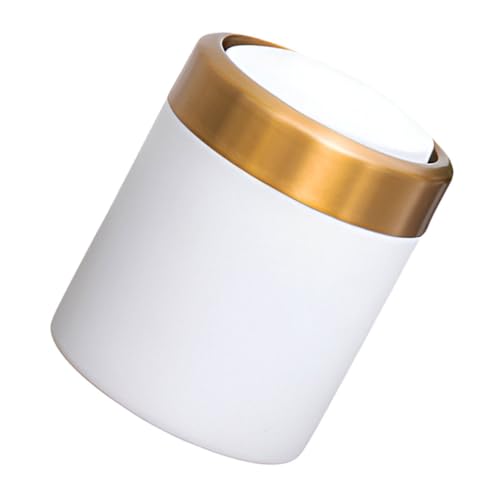Sosoport Mini Edelstahl Abfalleimer mit Klappdeckel Kleiner Runder Mülleimer für Bad Schlafzimmer Küche Robuster und Geruchsdichter Abfallbehälter für Schreibtisch und Zimmer von Sosoport
