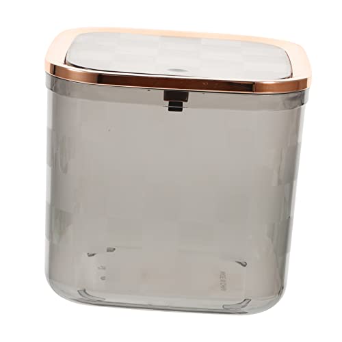 Sosoport Moderner Transparenter Desktop Mülleimer mit Druckdeckel Kompakt und Robust aus Hochwertigem Pet als Eleganter Tischabfalleimer für Schlafzimmer Schminktisch Büro und Kleine Räume von Sosoport