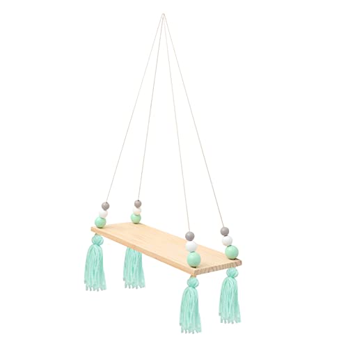 Sosoport Perle Quastel Holzbrett Hängeregal für Blumen und Wandregal mit Natürlichem Design für Kinderzimmer Wohnzimmer oder Garten Robust und Platzsparend von Sosoport