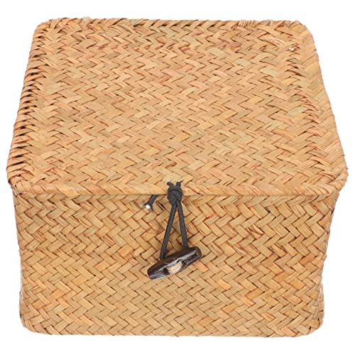 Sosoport Quadratische Mittelgroße Rattan Aufbewahrungsbox mit Deckel Handgeflochten Robuste Struktur Vielseitiger Desktop Organizer für Kosmetik Snacks und Bürobedarf Praktische Sosoport Quadratische Mittelgroße Rattan Aufbewahrungsbox mit Deckel Handgeflochten Robuste Struktur Vielseitiger Desktop Organizer für Kosmetik Snacks und Bürobedarf Praktische von Sosoport