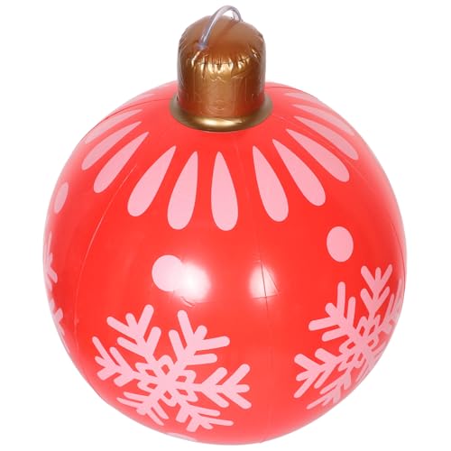 Sosoport Riesige Aufblasbare Weihnachtskugel mit Schneeflocken Design Wetterfeste Weihnachtsdekoration für Garten und Terrasse Festliche für Weihnachten Rote Dekorationskugel von Sosoport