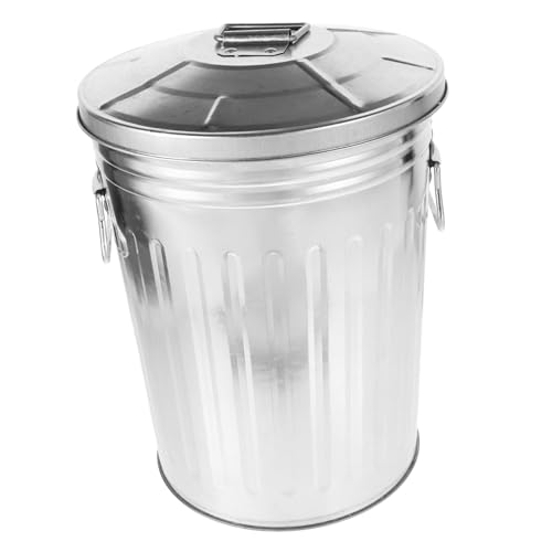 Sosoport Runder Metall Abfalleimer mit Deckel für Zuhause Küche und Garten Robuster und Langlebiger Müllbehälter für Außenbereich von Sosoport