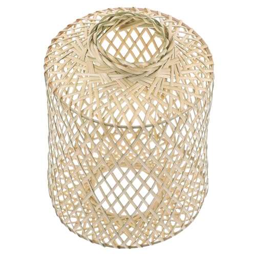 Sosoport Rustikaler Gewebter Naturfaser Lampenschirm Leichter Pendelleuchten schirm Augenschutz Warmes Licht Vielseitig für Wohnzimmer Schlafzimmer Restaurant Natürliche DIY Dekoration von Sosoport