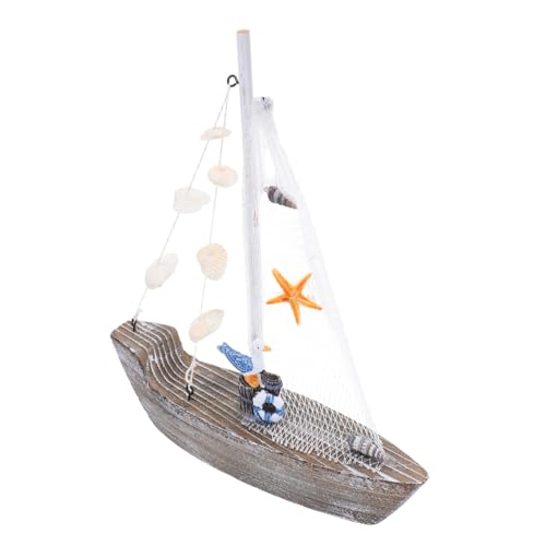 Sosoport Segelboot Segelboot Skulptur Aus Holz – Segelschiffmodell Im Mediterranen Stil Nautische Figur Mit Motiven Heimdekoration Für Wohnzimmer Oder Büroregal von Sosoport