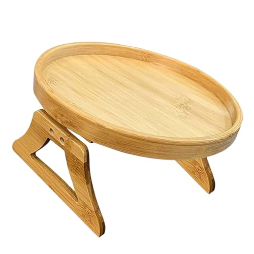 Sosoport Sofa Armlehne Tisch Holz Faltbarer Clip Tisch für Sofa Rundes Tablett Durchmesser Vielseitiger Einsatz als Snack Schreib oder Betttisch und Einfach zu Handhaben von Sosoport
