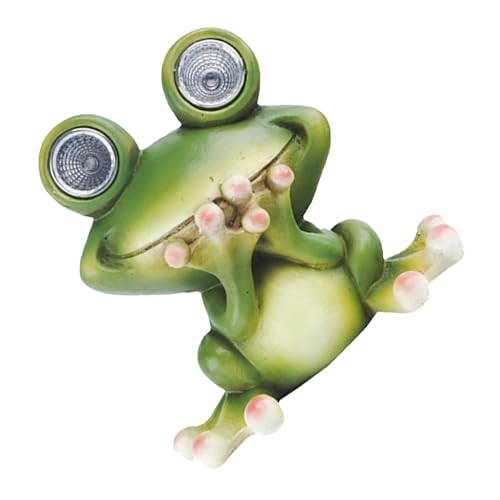 Sosoport Solarbetriebene Garten froschstatue aus Kunstharz Dekorative Figur mit LED licht Wetterfest für Balkon Terrasse Garten und Außenbereich Kreative Solar Lampe ohne Kabel von Sosoport