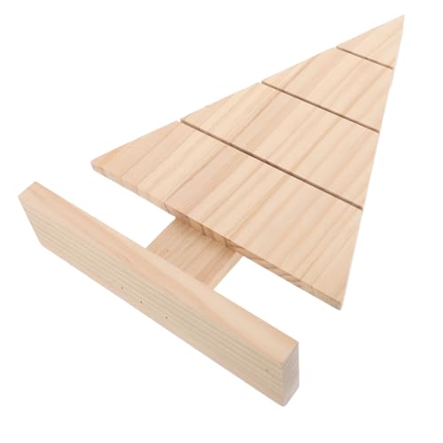 Sosoport Unfinished Wooden Christmas Tree Table Sign mit Sockel DIY Blank Holz Baum Cutout Rustikale Xmas Tischdeko Vielseitige Bastelidee für Desktop Regal und Kaminbereich von Sosoport