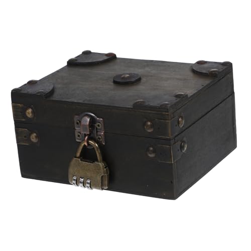 Sosoport Vintage Holzschatulle mit Stelligem Zahlenschloss Robuste Kleine Dekorative Aufbewahrungsbox aus Holz für Schmuck Dokumente und Kleinteile Retro Holztruhe mit Nostalgischem Charme von Sosoport