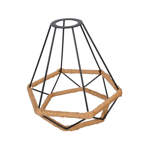 Sosoport Vintage Lampenschirm Pendelleuchte Handgefertigter Drahtlampenschirm aus Robustem Metall für Flur Esszimmer Schlafzimmer Kompatibel mit Fassungen Schwarz von Sosoport