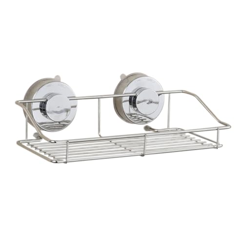 Sosoport Wandmontiertes Badregal mit Saugnapf Platzsparendes Küchen Badezimmer Organizer Rostfreies Drahtgestell Silber Einfach zu Reinigen Stabil und Vielseitig Einsetzbar von Sosoport