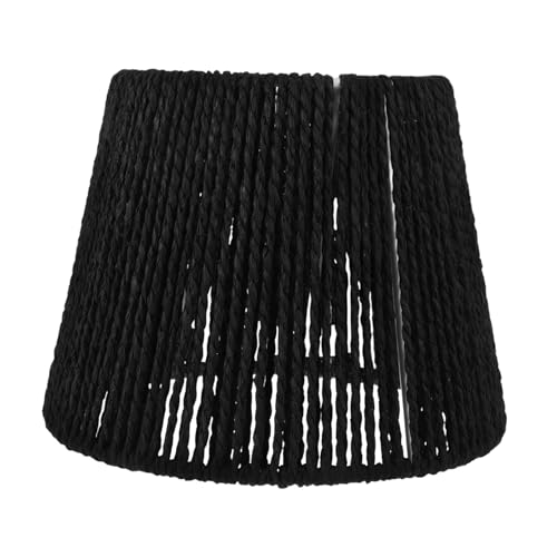 Sosoport Woven Lampenschirm aus Papierseil und Eisen Schwarz Fassung Dekorativer Lampenschirm für Tisch Hängelampen Atmungsaktiv Warmes Licht Geeignet für Wohnzimmer und Schlafzimmer von Sosoport