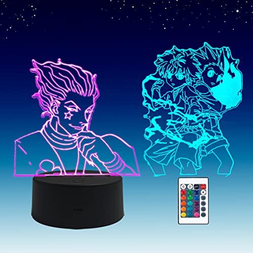 2 in 1, Hisoka,Killua,Gon,3D Illusions LED Anime Lampe,16 Farben RGB Fernbedienung,Nachtlicht baby von Sosowlight