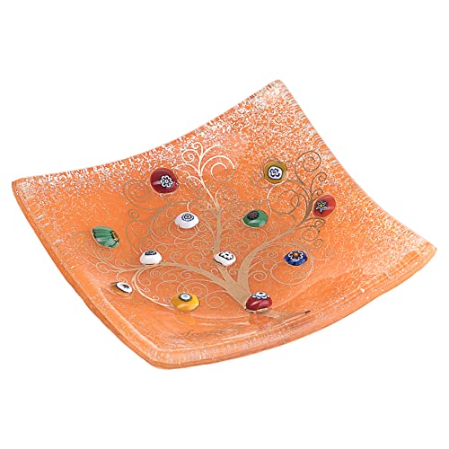 SOSPIRI VENEZIA Ablage für persönliche Gegenstände mit Lebensbaum aus Murano-Glas, Murrinen und Gold, Geschenkidee, Tablett, , dekorative Erinnerungen für Zeremonien (9x9 cm). von Sospiri Venezia