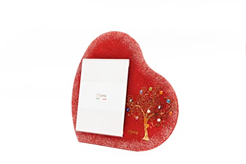 Sospiri Venezia Fotorahmen Muranoglas Herz-Rahmen Dekoration Baum des Lebens mit Murrine Tisch- oder Schreibtischständer Foto 7x10 cm Geschenkidee Made Italy (cm19x19) von Sospiri Venezia