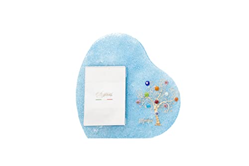 Sospiri Venezia Fotorahmen in Herzform aus Muranoglas verziert mit einem Lebensbaum und Murrine für Schreibtisch oder Tisch geeignet für Fotos von 7x10 cm Geschenkidee hergestellt 19x19 cm von Sospiri Venezia
