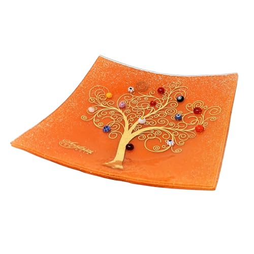 Sospiri Venezia Dekoteller - Ablageschale/Dekoschale aus Murano-Glas mit Lebensbaum und Murine, Handgefertigt, Geschenkidee für Zuhause und Eingangsbereich 39x39 cm von Sospiri Venezia