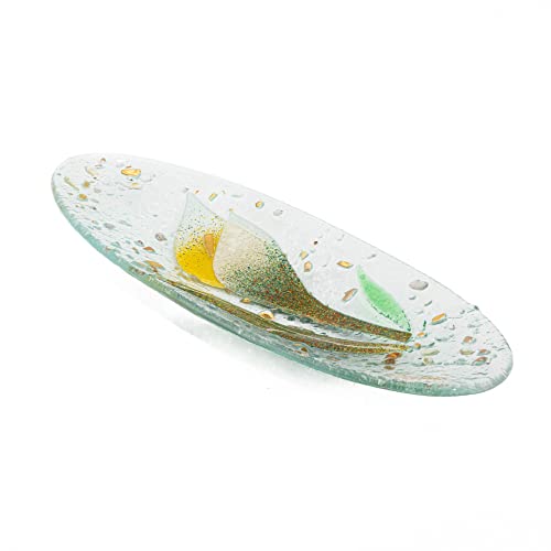 Sospiri Venezia Murano-Glas-Gegenstandsablage mit floraler Dekoration Tafelaufsatz Wohndekoration Geschenkidee handgefertigt in Italien (28 x 11 cm oval) von Sospiri Venezia