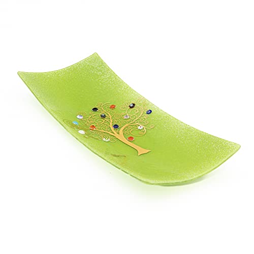 SOSPIRI VENEZIA Objekttablett aus Murano-Glas mit Baum des Lebens-Dekoration Murrine und Blattgold handgefertigt Geschenkidee hergestellt in Italien (30 x 13 cm) von Sospiri Venezia